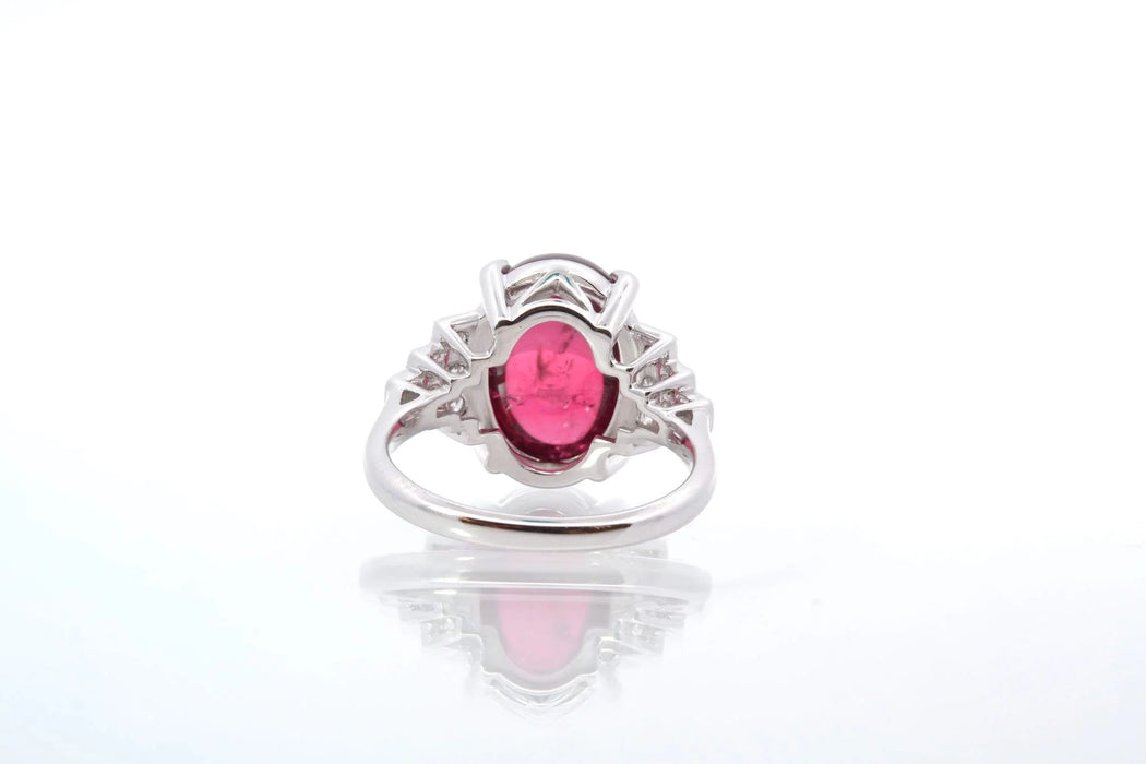 Bague Or blanc Tourmaline cabochon Diamants