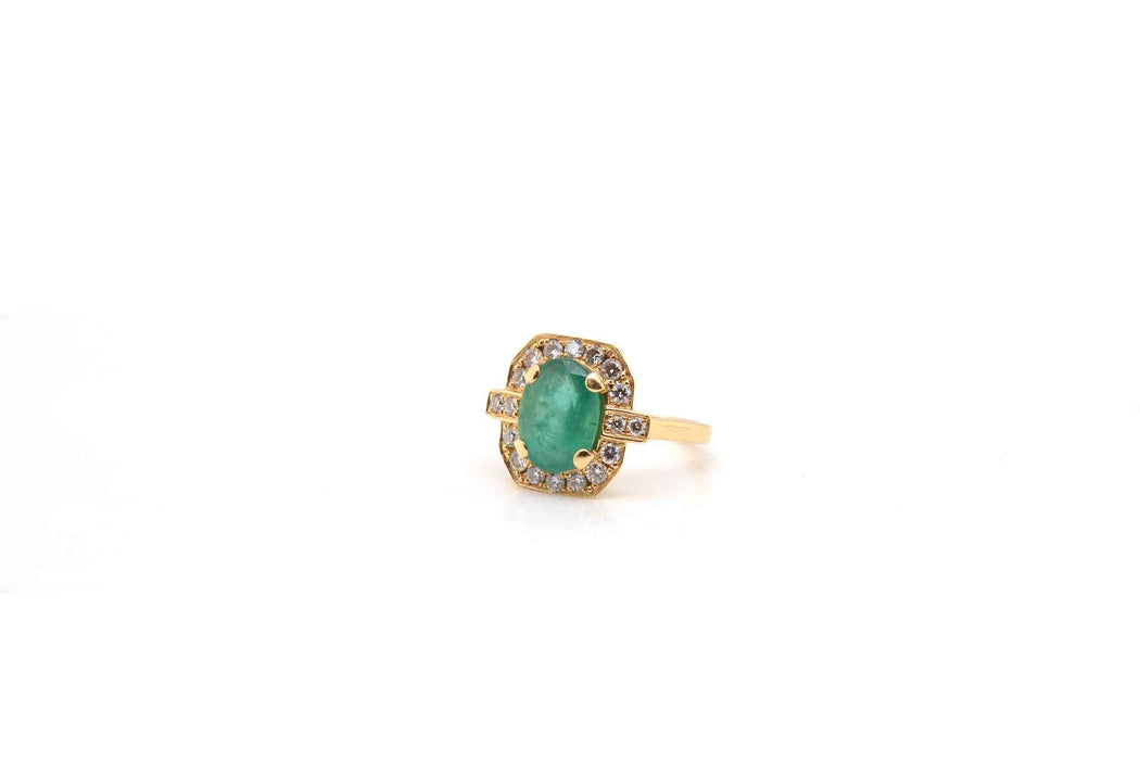 Bague Or jaune Emeraude Diamants