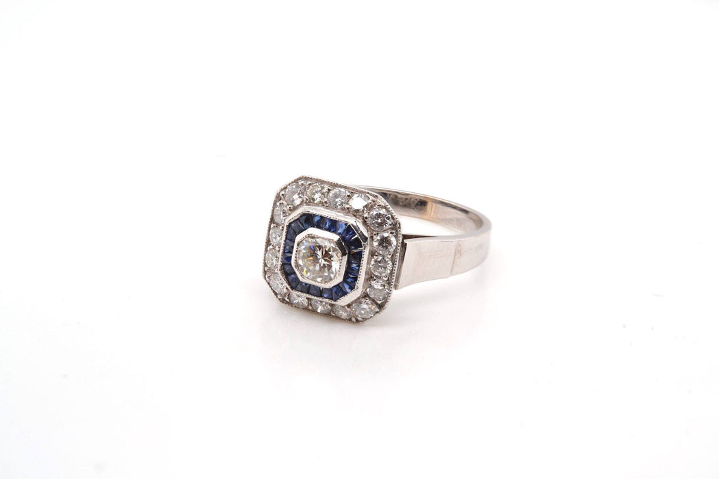Bague Or blanc Platine Diamants Saphirs