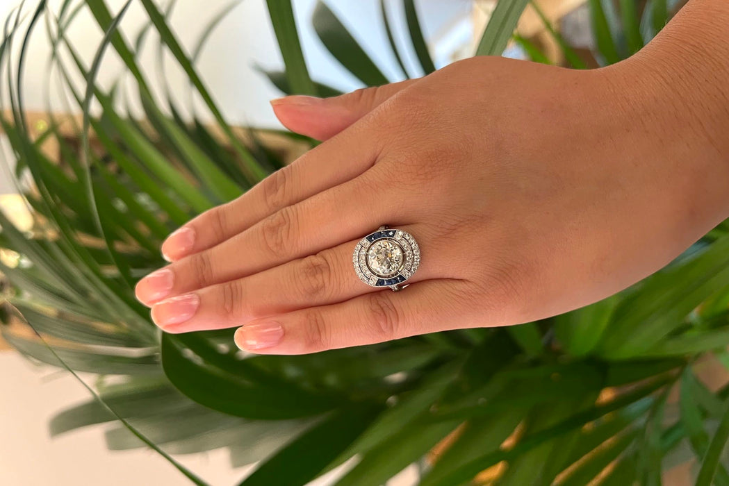 Bague Art Déco Platine Diamant Saphirs