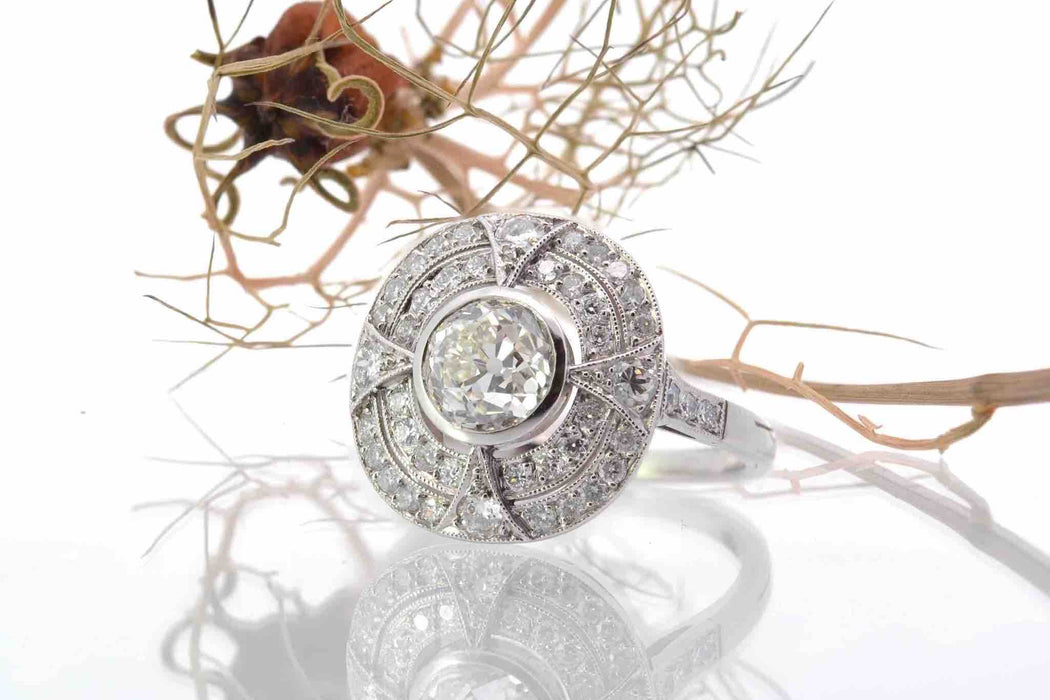 Bague  style Art Déco Platine Diamants