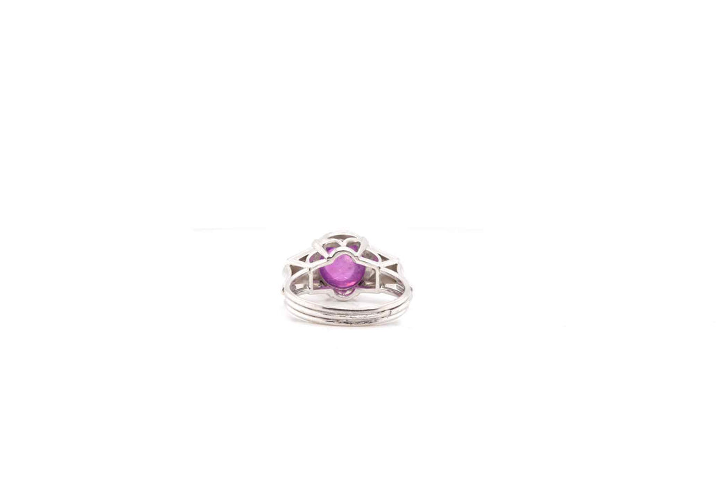 Bague vintage saphir rose de Ceylan étoilé