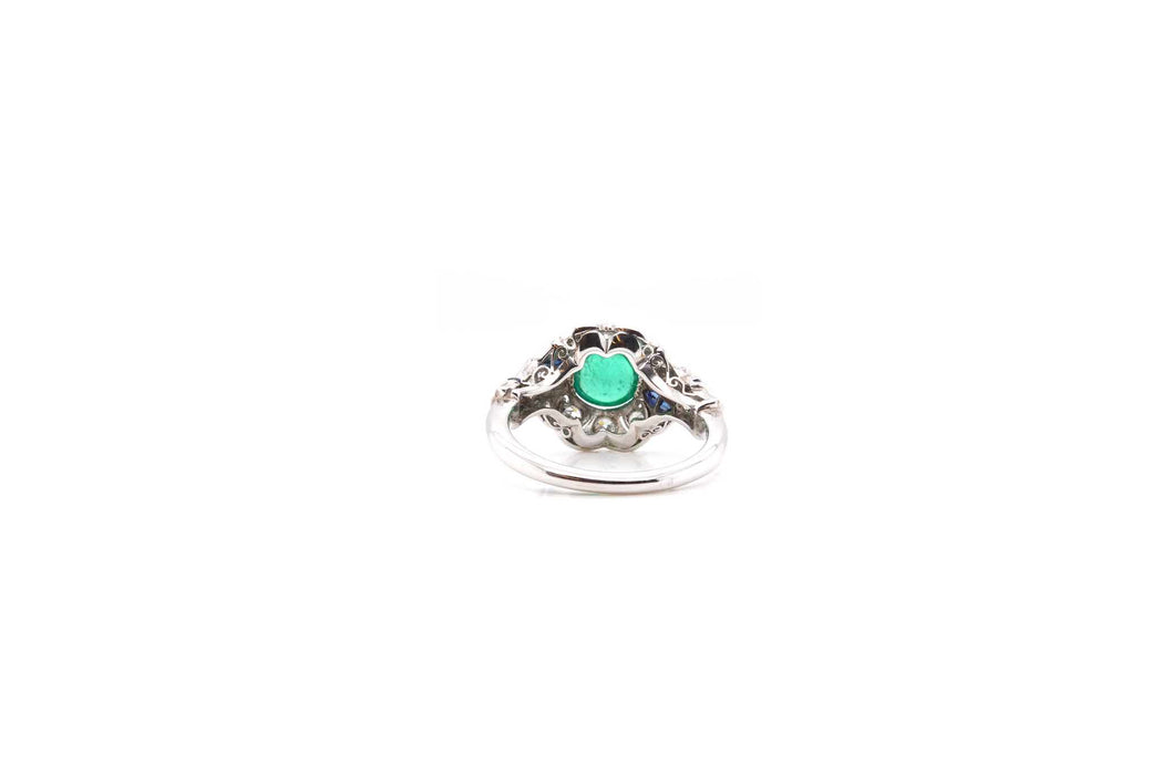 Bague Platine Emeraude Diamants