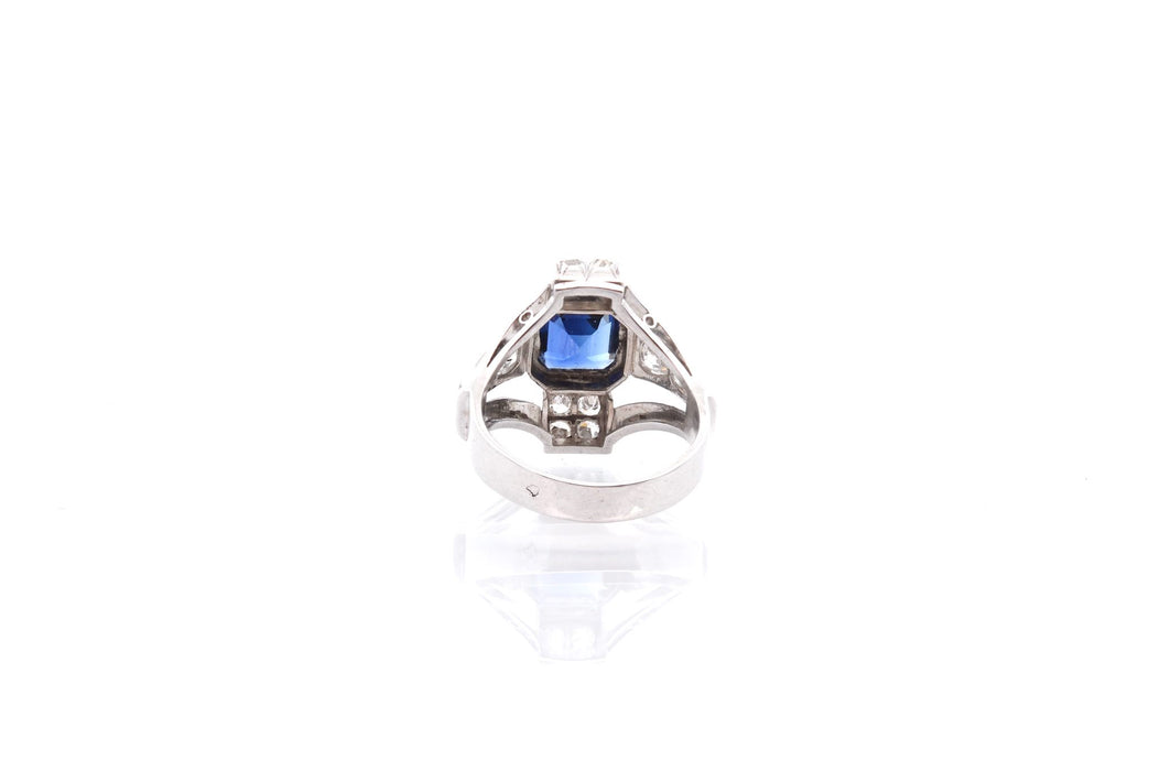 Bague Art Déco Platine Saphir Diamants
