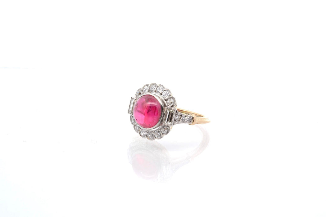 Bague rubis birman non chauffé et diamants