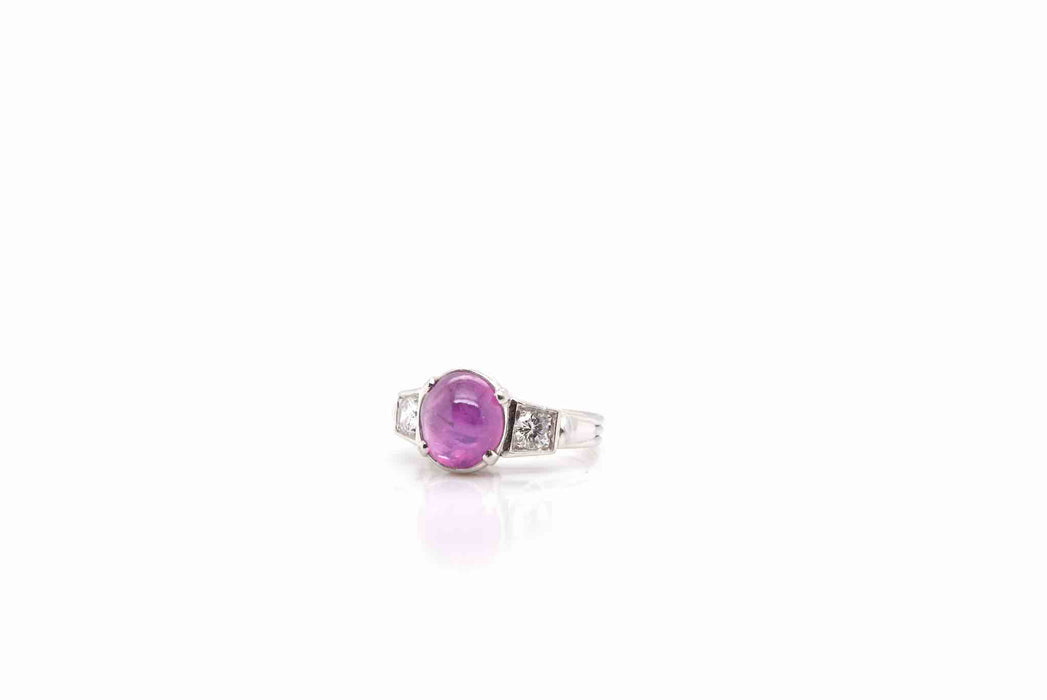 Bague vintage saphir rose de Ceylan étoilé
