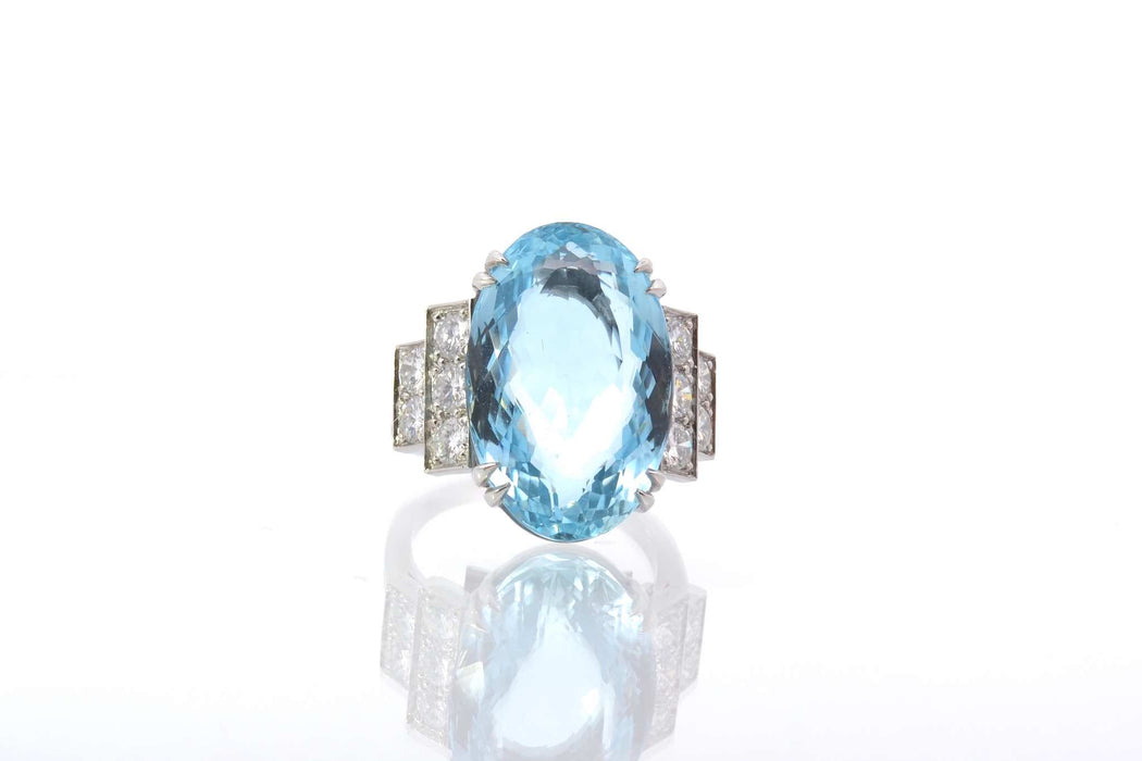 Bague Platine Aigue marine Diamants