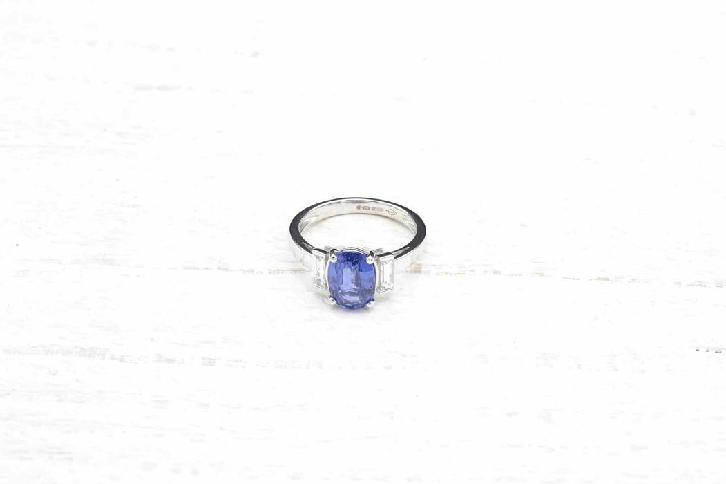 Bague Or blanc Saphir Diamants