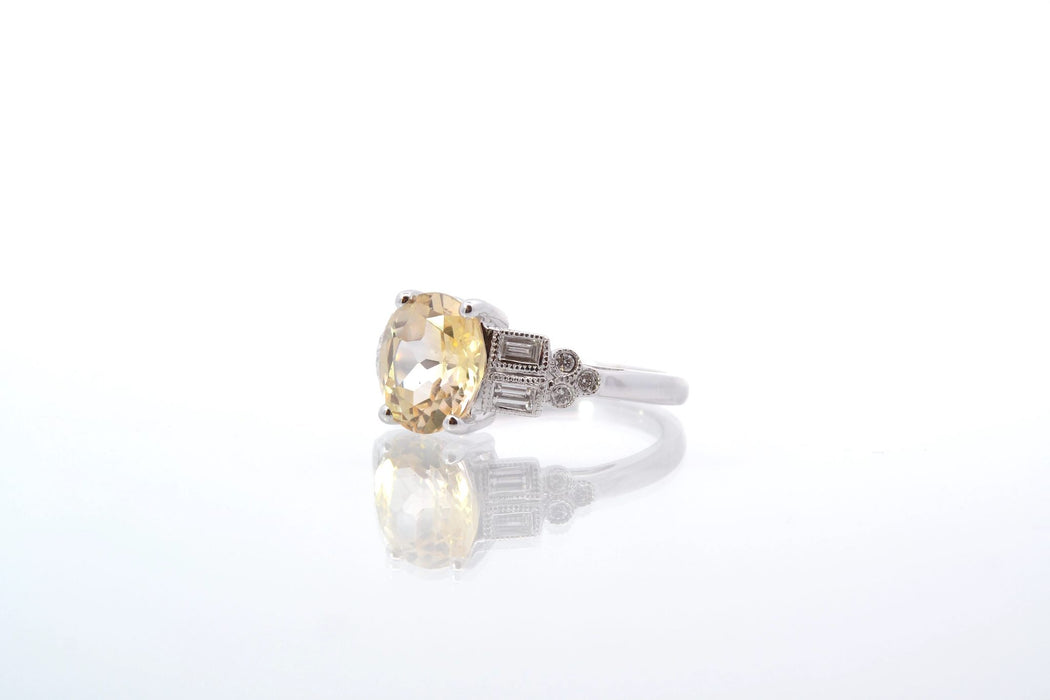 Bague Or blanc Saphir jaune Diamants