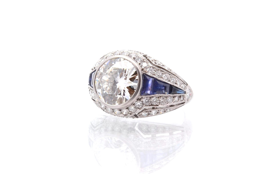 Bague jonc Platine Saphirs Diamant