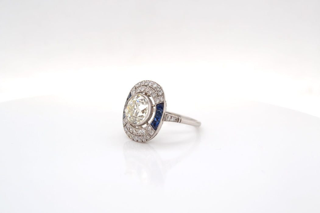 Bague Art Déco Platine Diamant Saphirs
