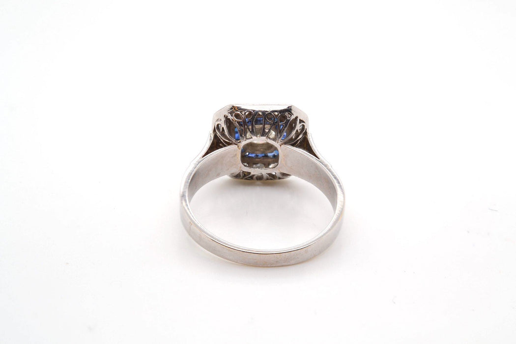 Bague Or blanc Platine Diamants Saphirs