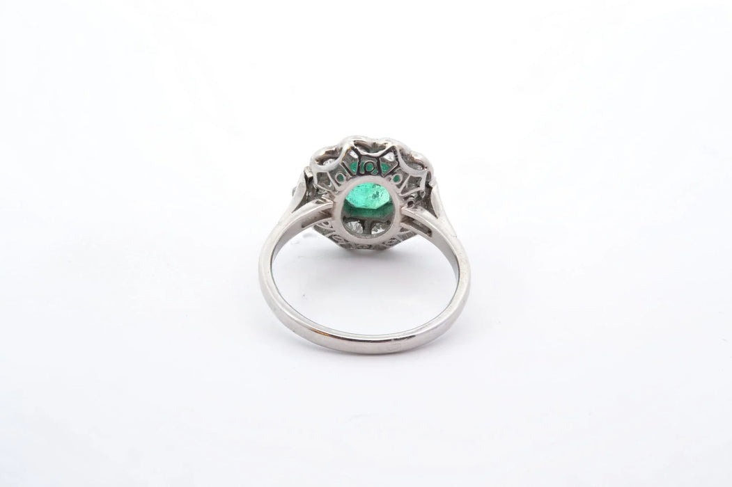 Bague Platine Emeraude Diamants