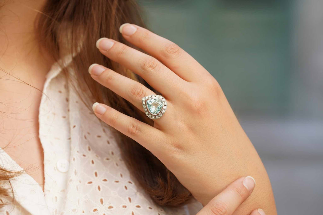 Bague Platine Aigue-marine Diamants