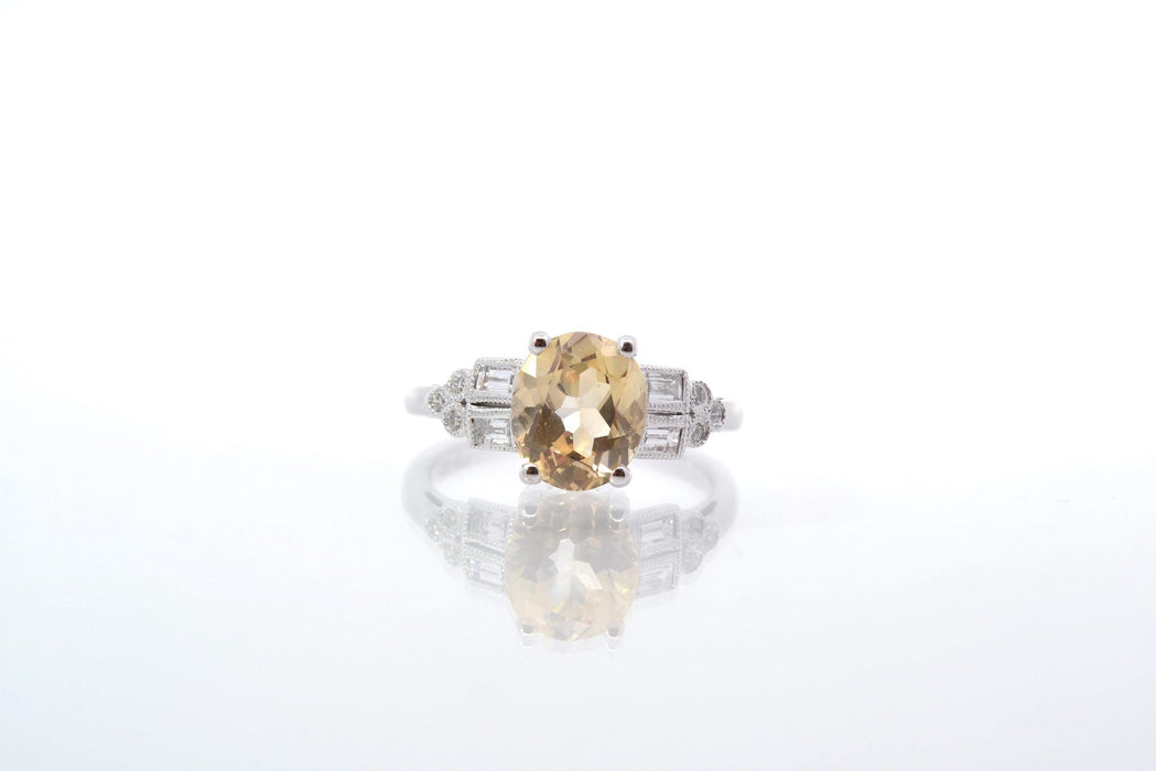Bague Or blanc Saphir jaune Diamants