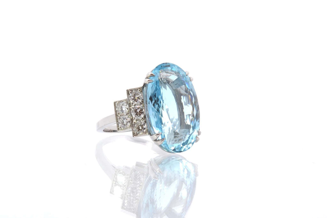 Bague Platine Aigue marine Diamants