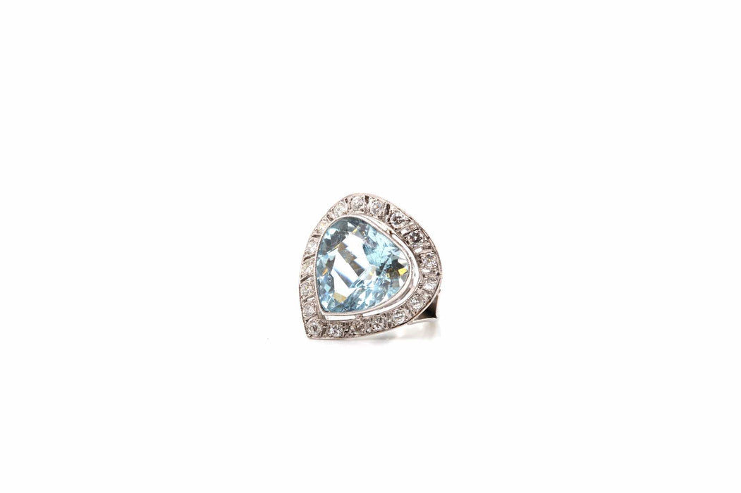 Bague Platine Aigue-marine Diamants