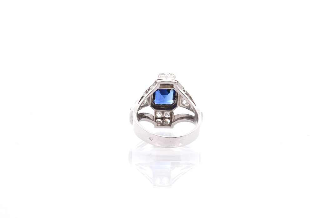 Bague Art Déco Platine Saphir Diamants