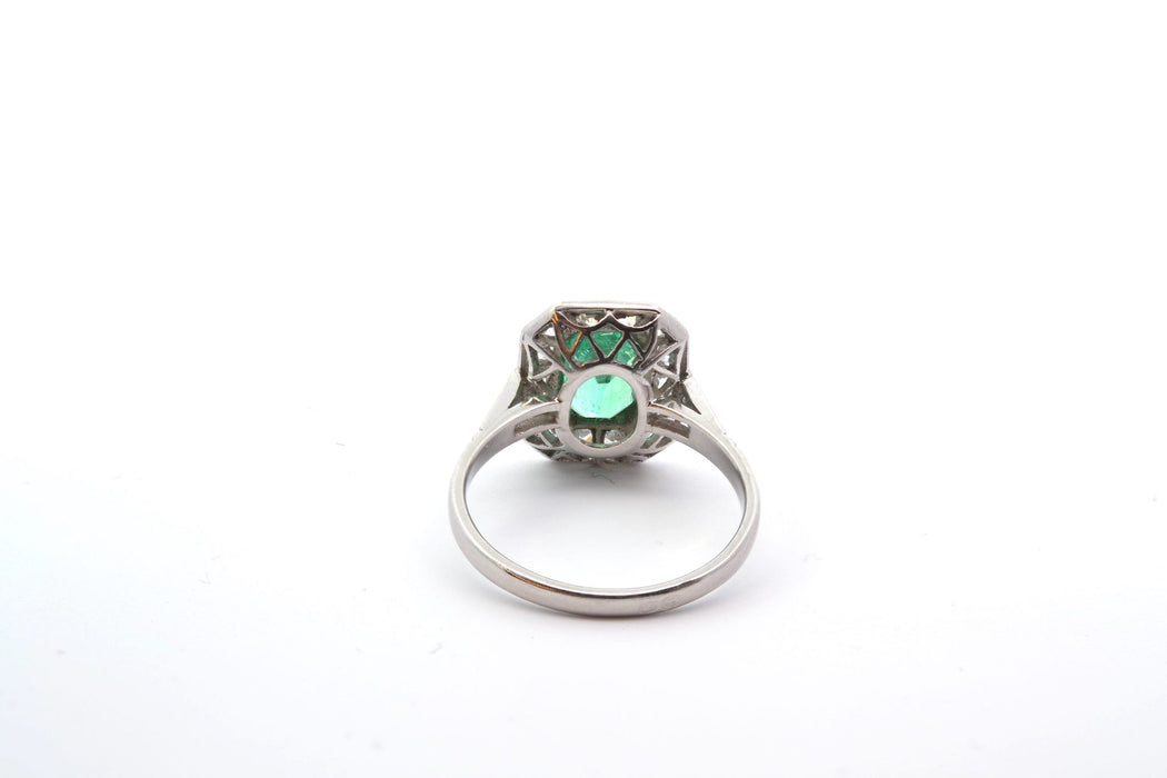 Bague émeraude diamants en platine
