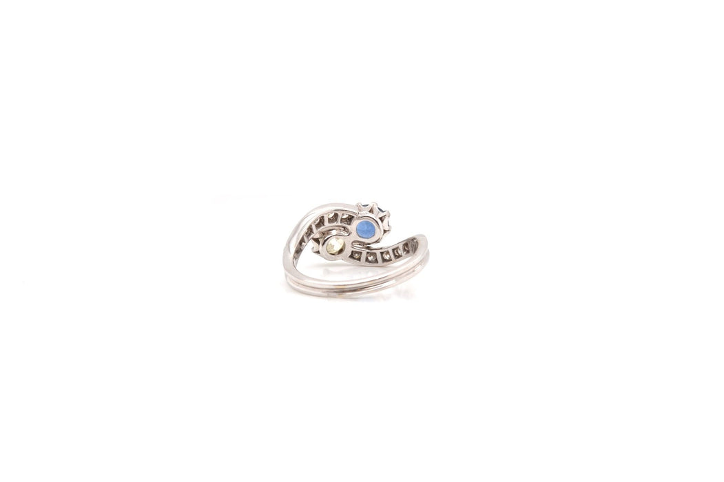 Bague Toi et moi Or blanc Saphir Diamants