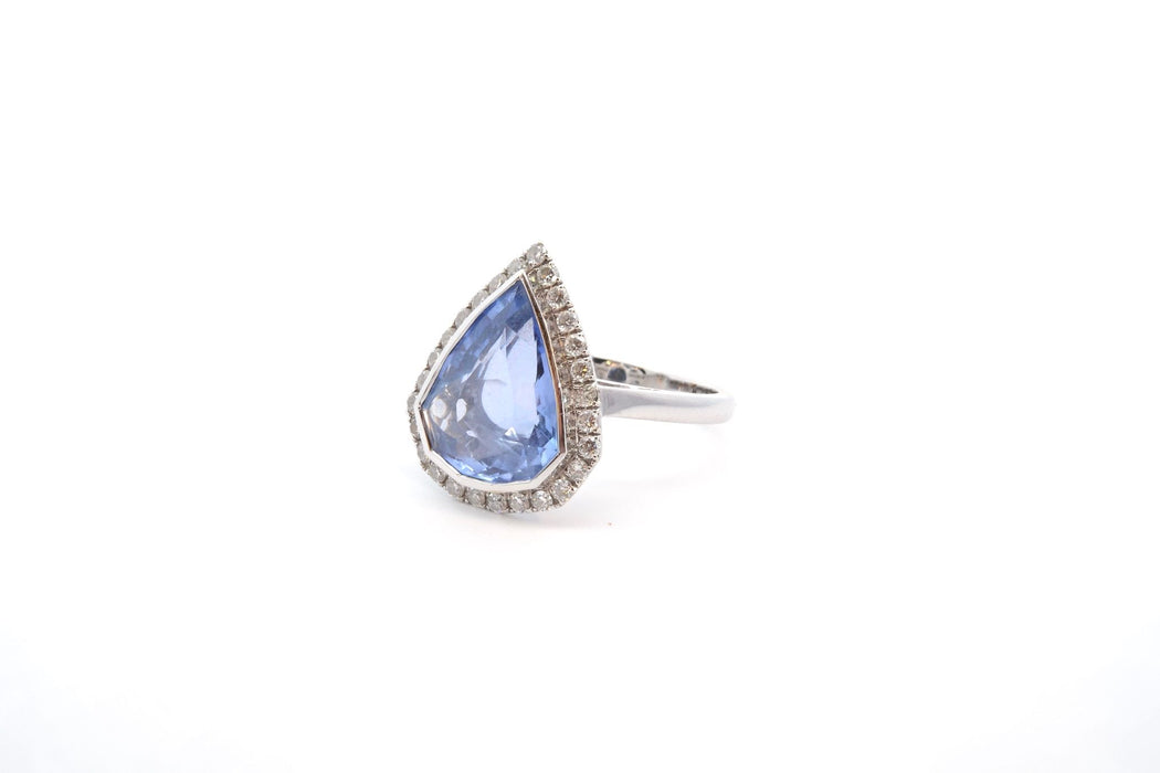 Bague Or blanc Saphir de Ceylan Diamants