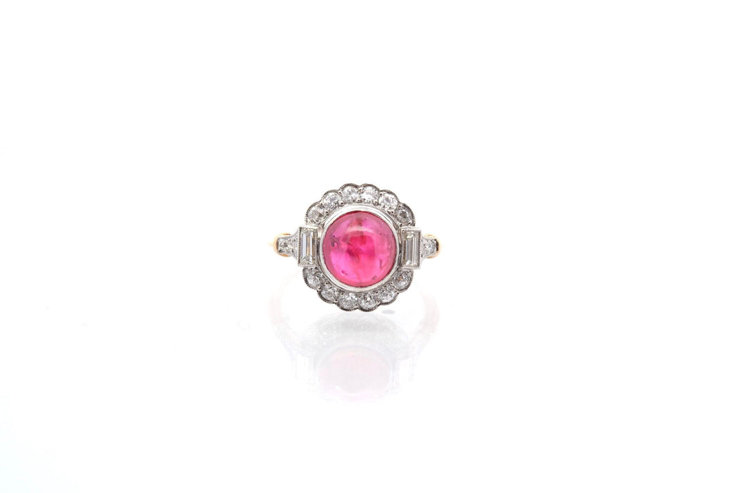 Bague rubis birman non chauffé et diamants