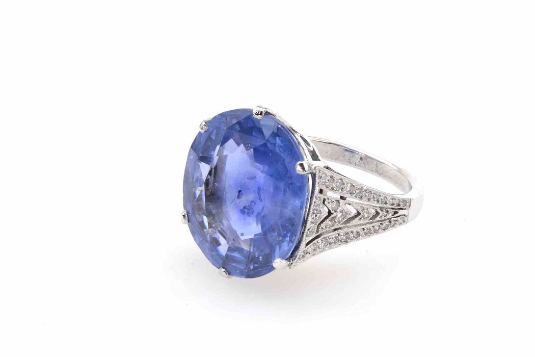Bague Platine Saphir de Ceylan Diamant