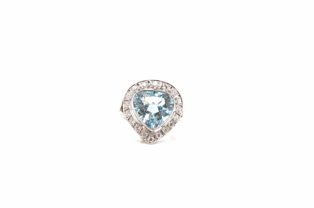 Bague Platine Aigue-marine Diamants