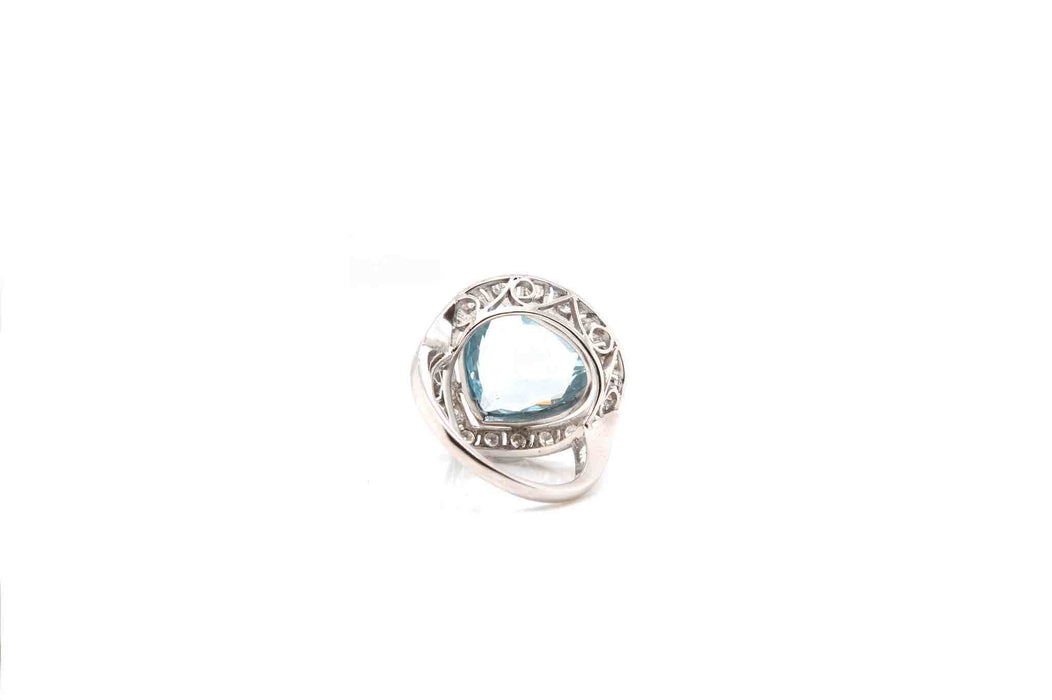 Bague Platine Aigue-marine Diamants
