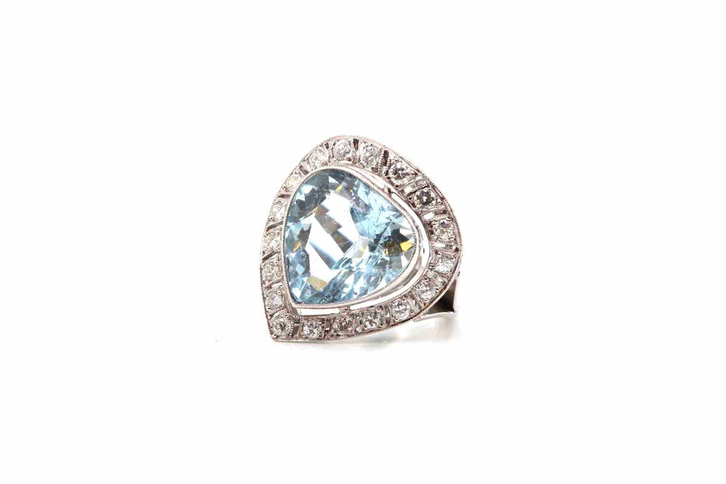 Bague Platine Aigue-marine Diamants