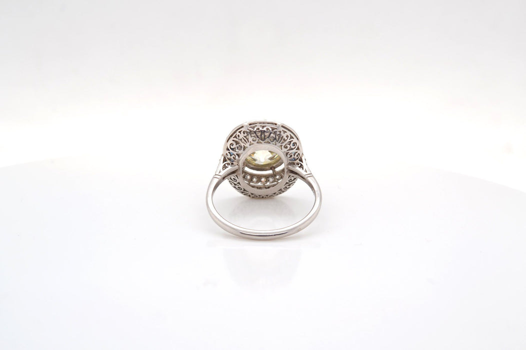 Bague Art Déco Platine Diamant Saphirs