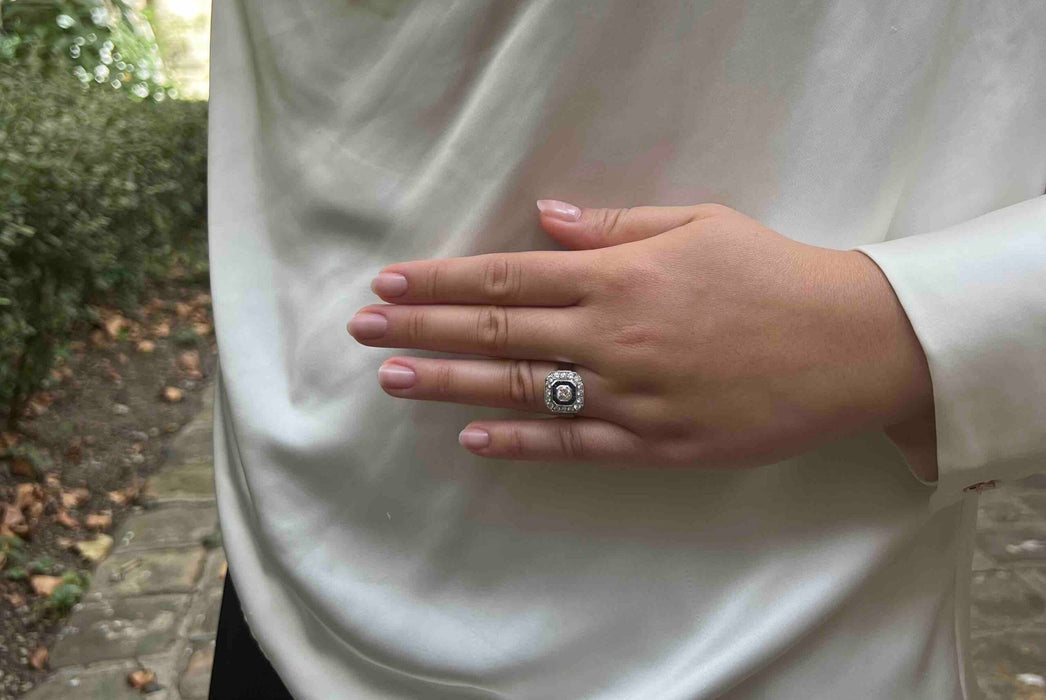Bague Or blanc Platine Diamants Saphirs