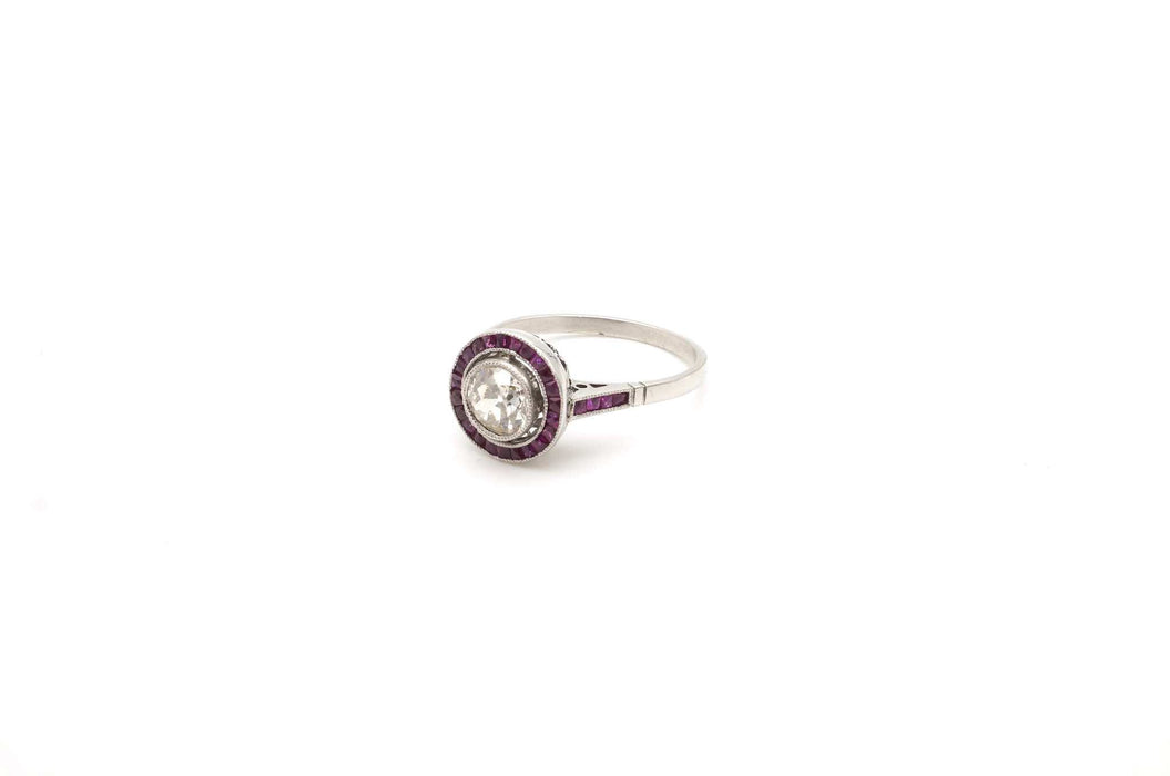 Bague Art Déco Platine Diamant Rubis