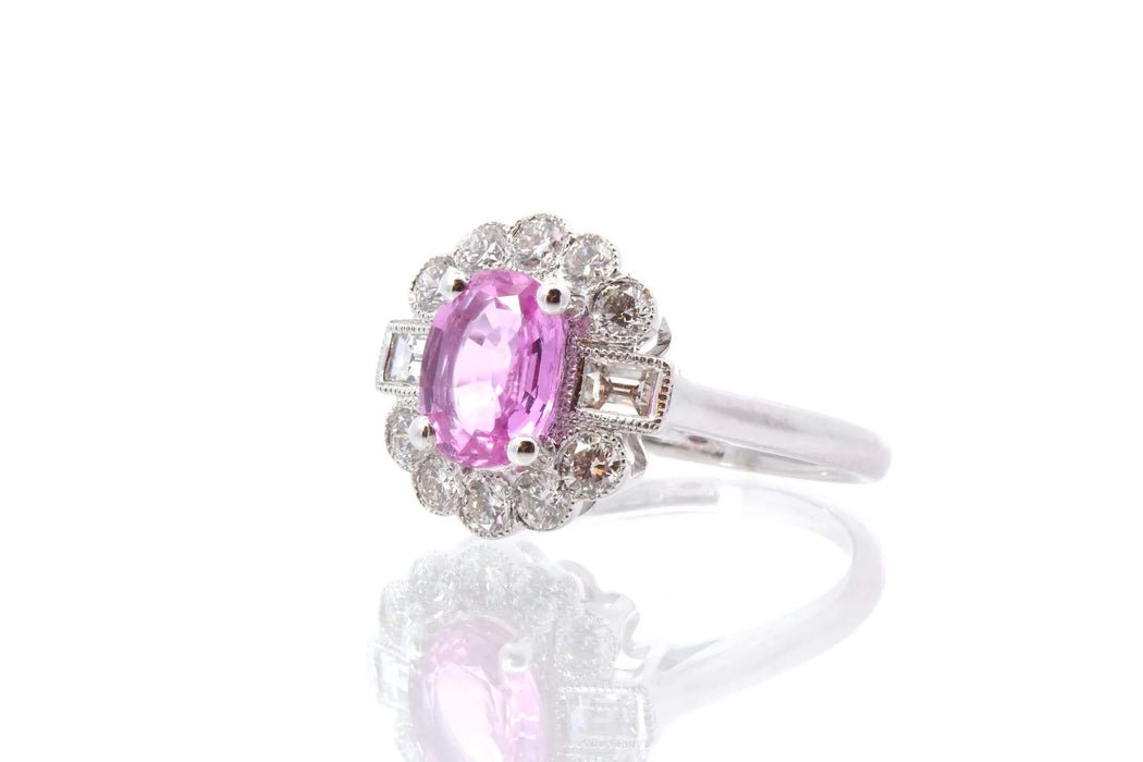 Bague saphir rose et diamants