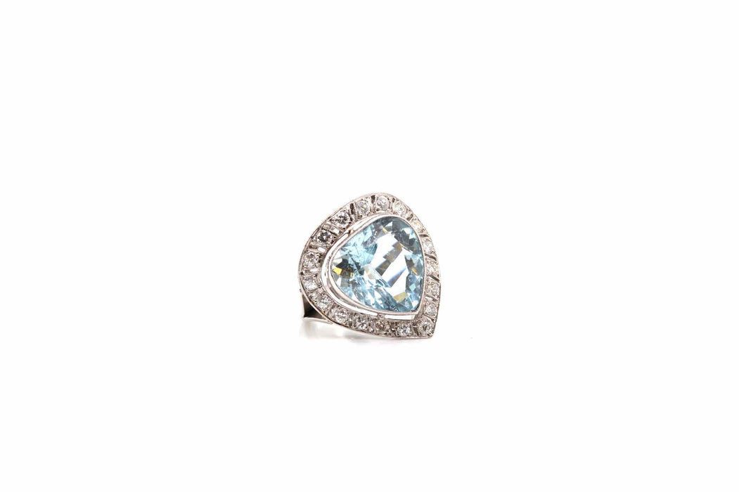 Bague Platine Aigue-marine Diamants