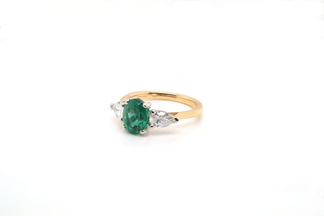 Bague Or jaune Platine Emeraude Diamants