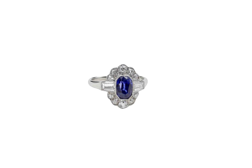 Bague Platine Saphir Diamants
