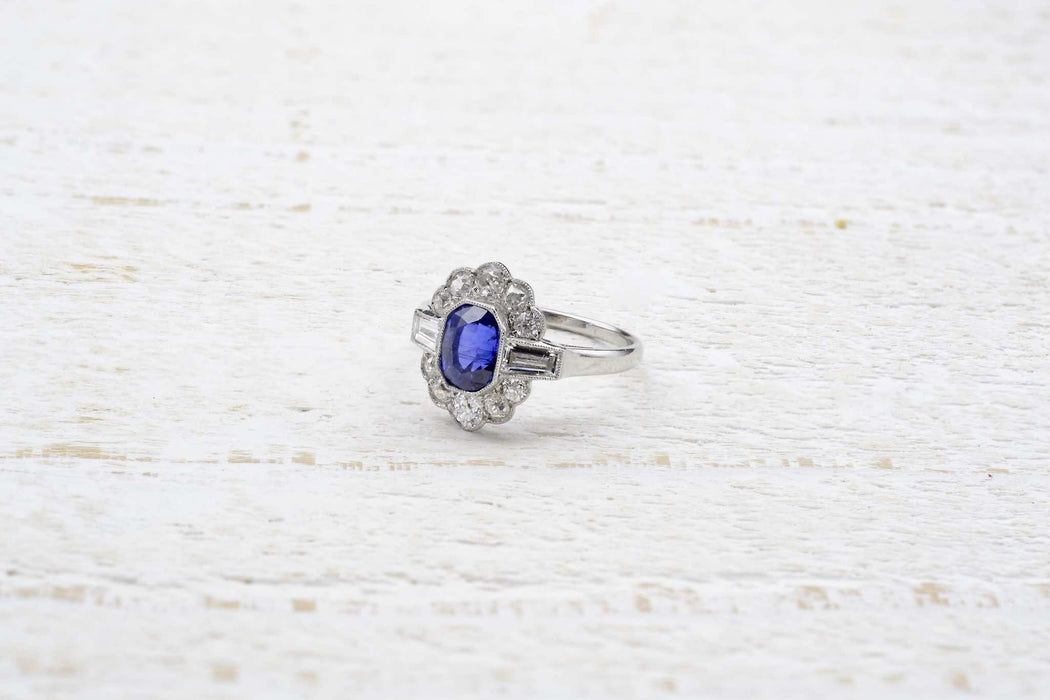 Bague Platine Saphir Diamants