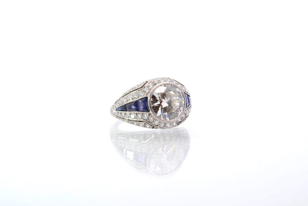 Bague jonc Platine Saphirs Diamant