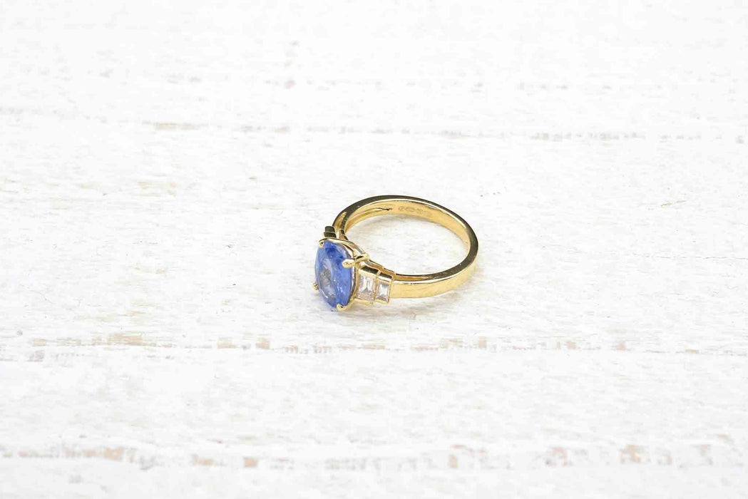 Bague Or jaune Saphir ovale Diamants