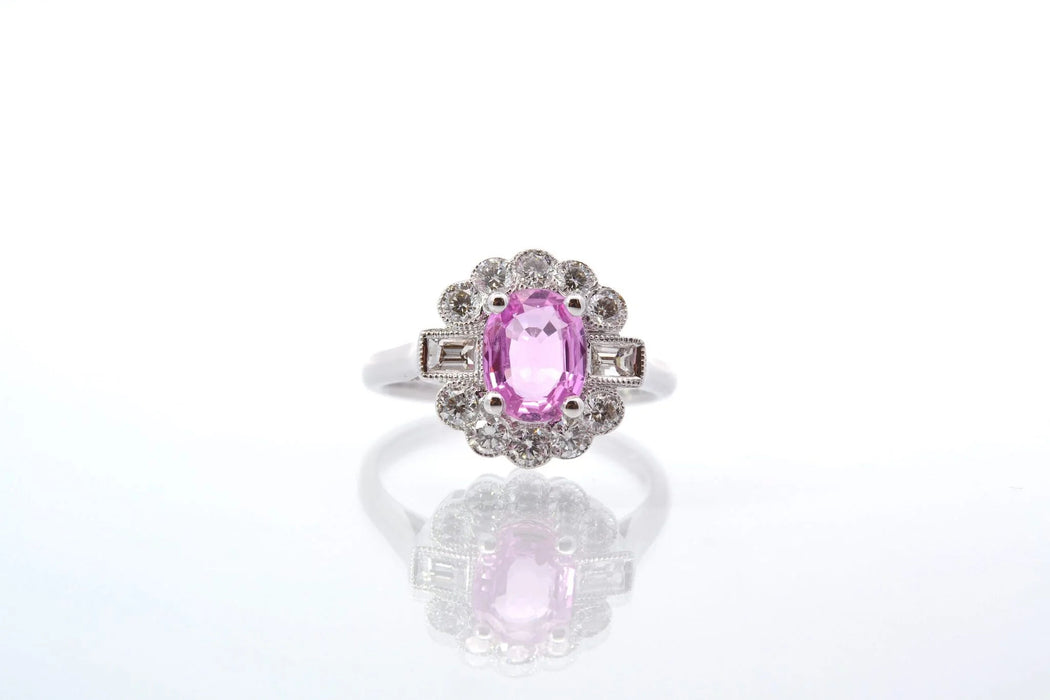 Bague saphir rose et diamants