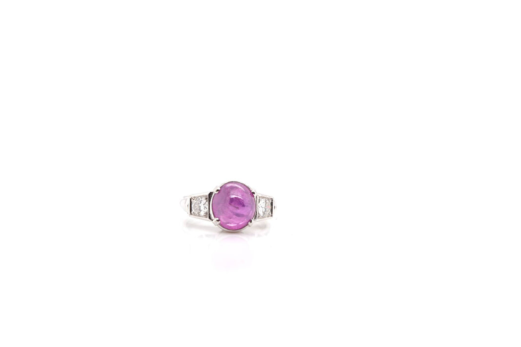 Bague vintage saphir rose de Ceylan étoilé