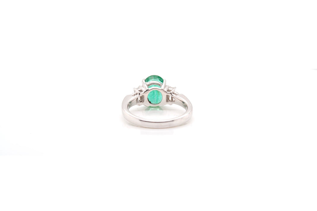 Bague Or blanc Emeraude de Colombie Diamants