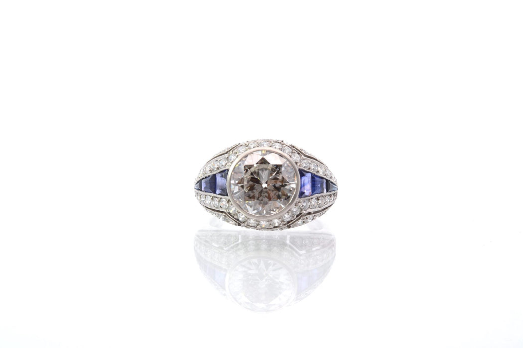 Bague jonc Platine Saphirs Diamant