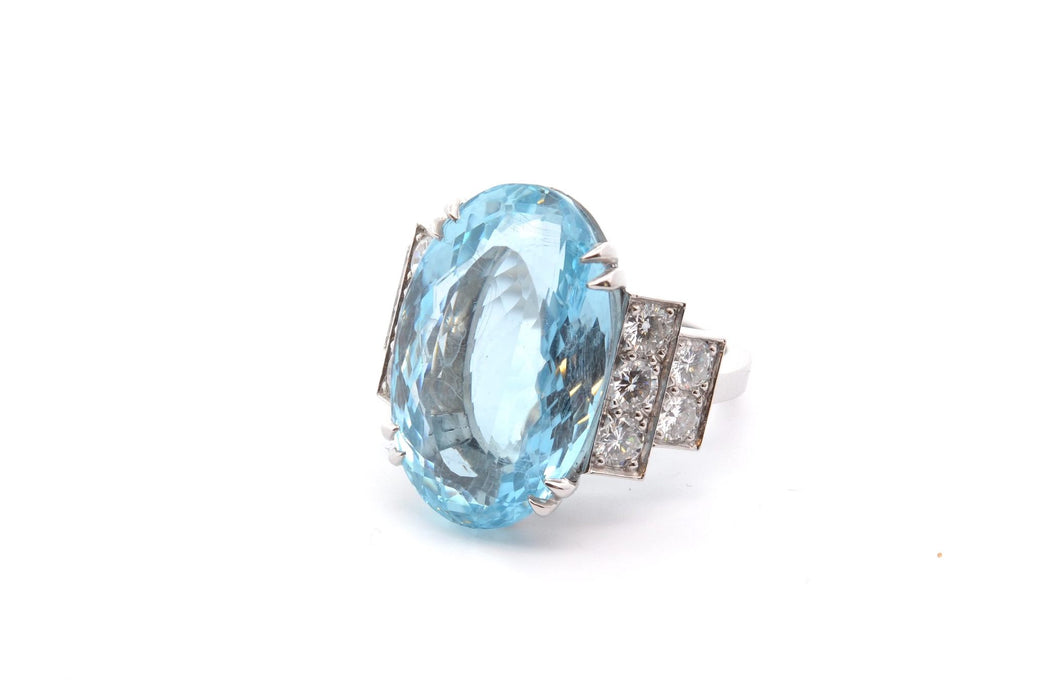 Bague Platine Aigue marine Diamants