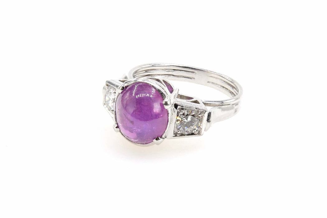 Bague vintage saphir rose de Ceylan étoilé
