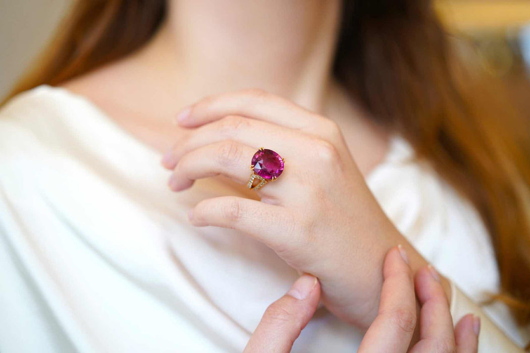 Bague Or jaune Rubellite Diamants