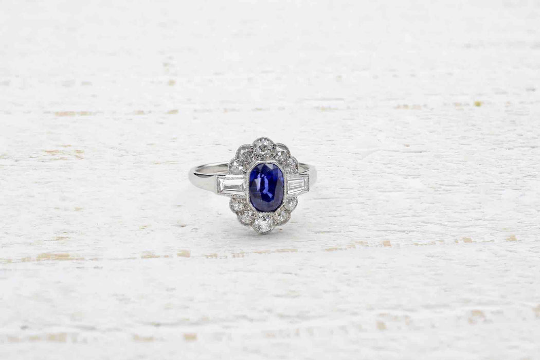 Bague Platine Saphir Diamants