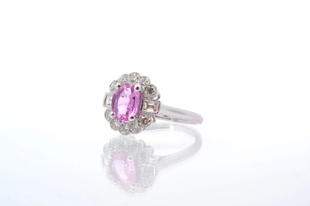 Bague saphir rose et diamants