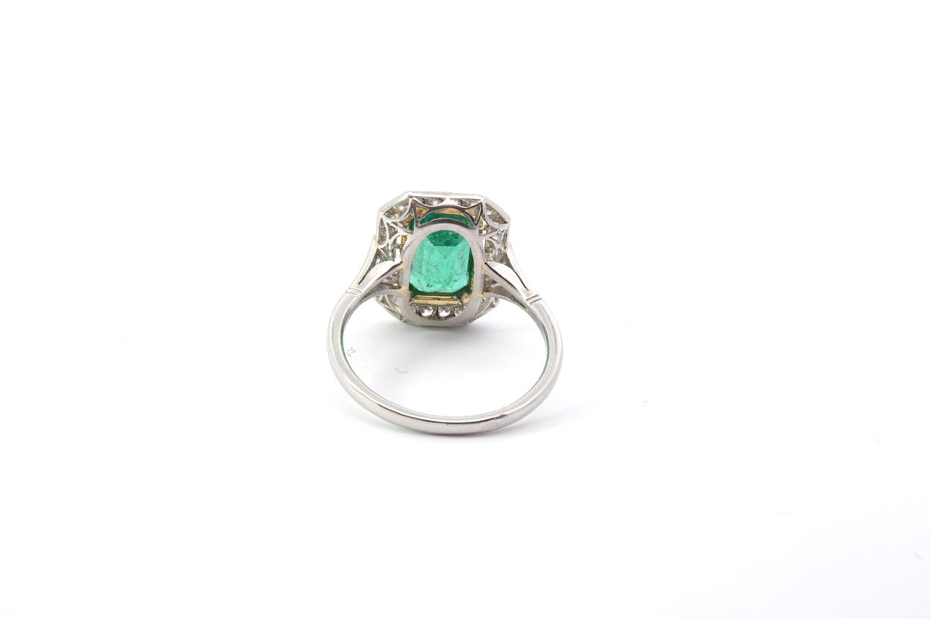 Bague Or jaune Platine Emeraude Diamant